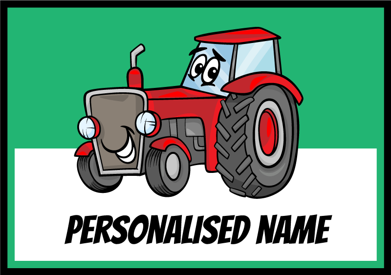 Personalizovaný červený traktor personalizovaná rohož - Tenstickers