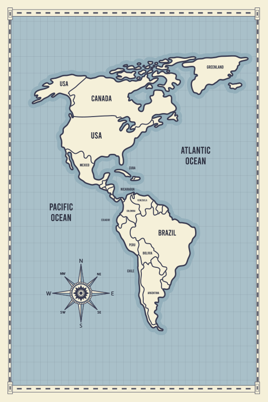 vinylový kvoberec s mapou sveta mapa ameriky - Tenstickers