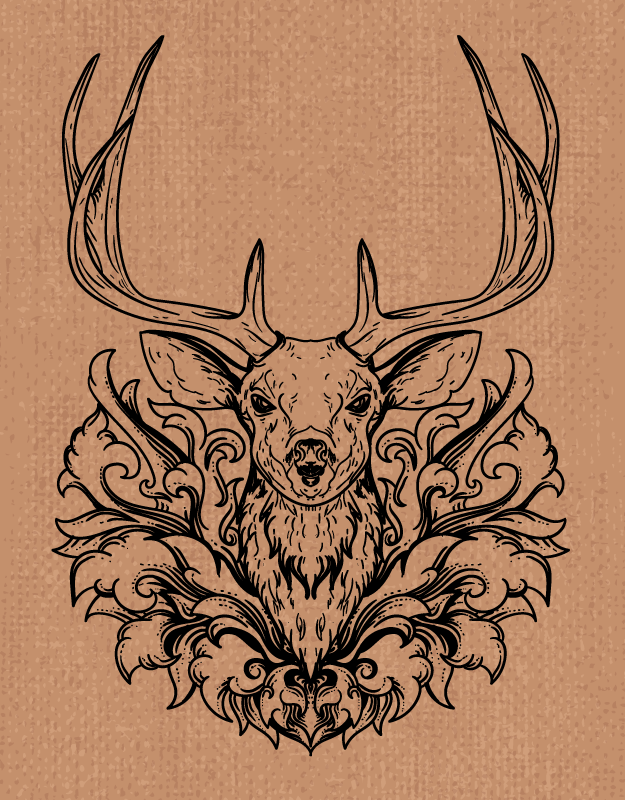 Jeleň čierny a hnedý zvierací koberec - Tenstickers