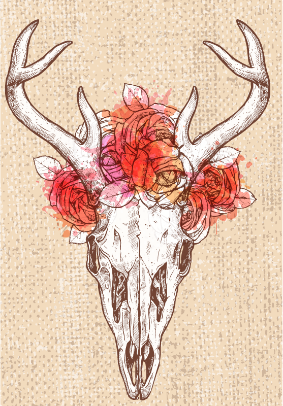 vinylové koberce zvieratá kvetinový aranžmán s lebkou - Tenstickers