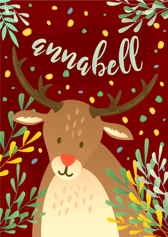 vianočný vinylový koberec sob s menom - Tenstickers