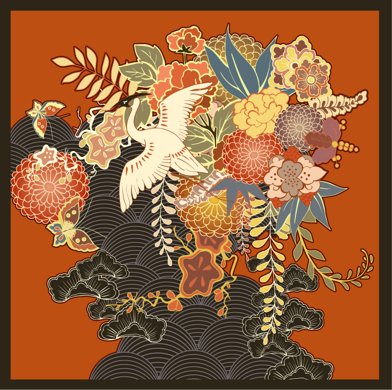 vinylový koberec s kvetmi prepracovaný botanický prvok - Tenstickers