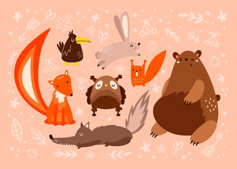 Detské zvieratá detský vinylový koberec - Tenstickers