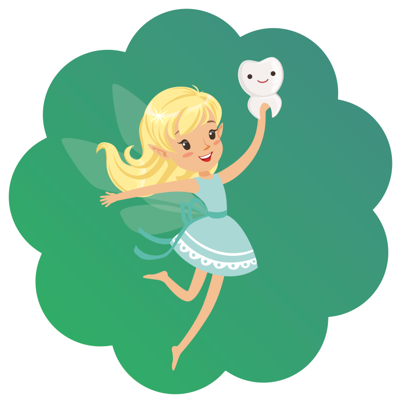 Zubná víla s vinylovým kobercom pre deti s úsmevom na zuby - Tenstickers