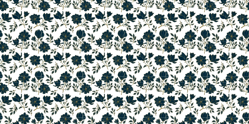 Modré kvety vzor dlaždice koberec - Tenstickers