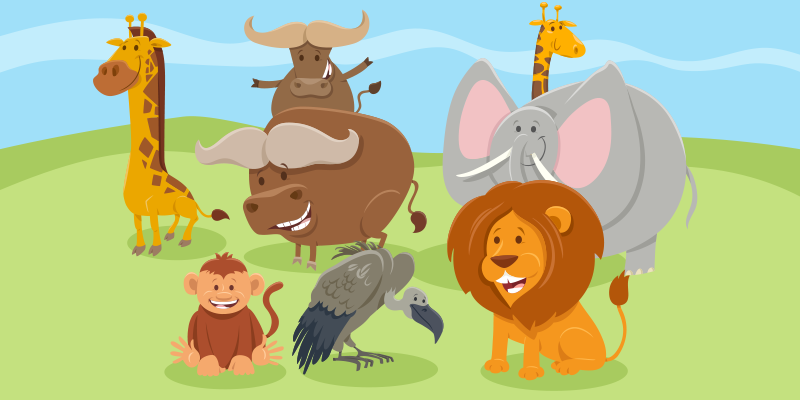 Farebné zvieratko pre deti vinylový koberec so potlačou zvierat - Tenstickers