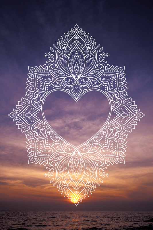 vinylový koberec mandala elegantný dizajn so srdcom - Tenstickers