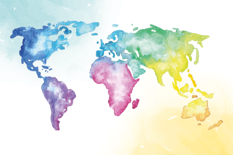 Umelecký farebný koberec mapy sveta - Tenstickers