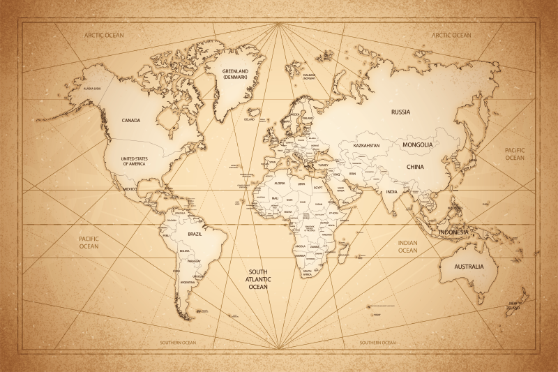 vinylový koberec do spálne umenie mapy sveta - Tenstickers