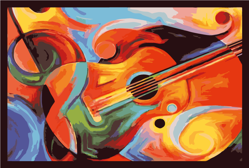 Moderný farebný vinylový koberec s gitarou - Tenstickers