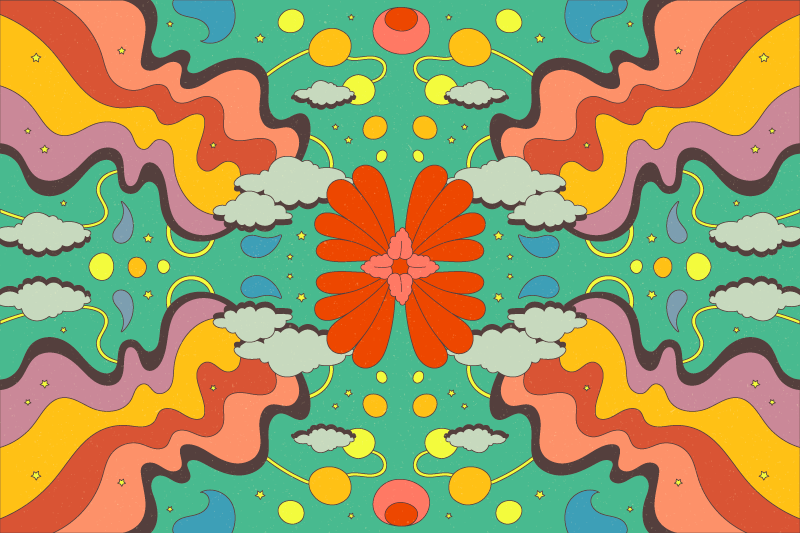 prírodný vinylový koberec žiarivé kvetinové vlny - Tenstickers