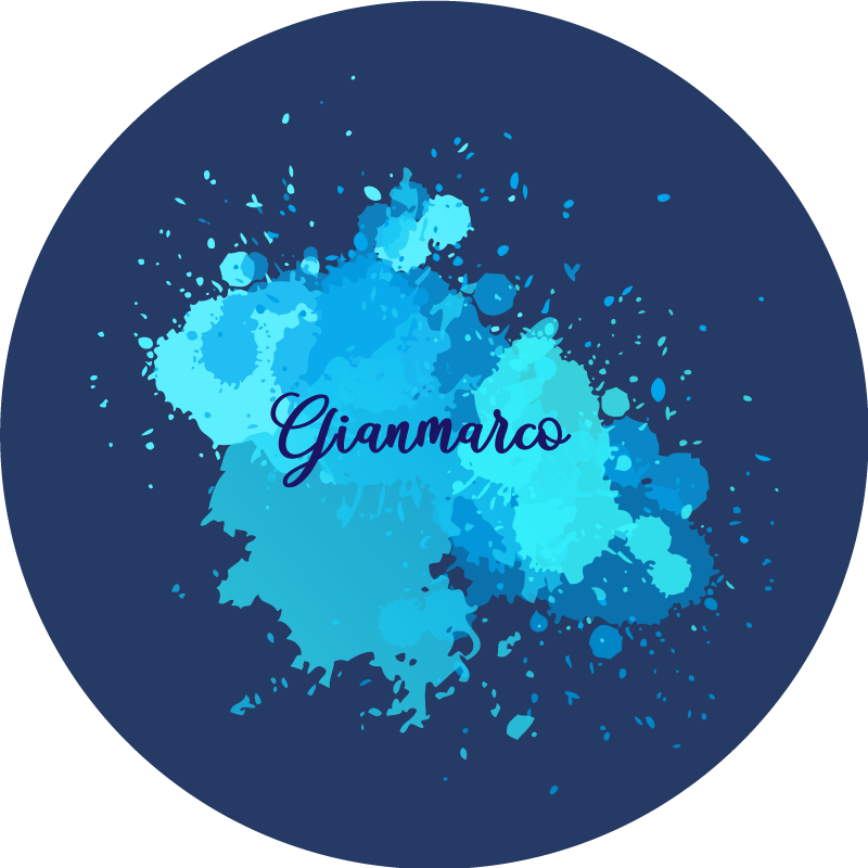 vinylový koberec pre mládež striekajúcej modrej s menom - Tenstickers