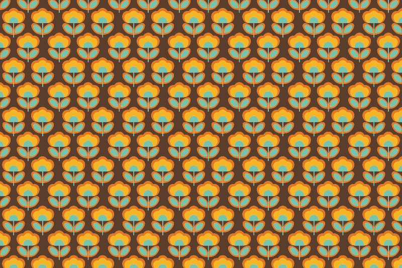 Kvetiny 70. Rokov s listami kvetinového koberca - Tenstickers