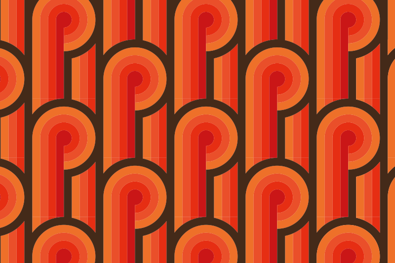 Vintage koberec zo 70. Rokov s oranžovým uzlom - Tenstickers