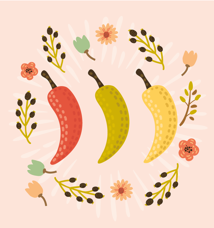 vinylový koberec do kuchyne farebné chilli papričky - Tenstickers