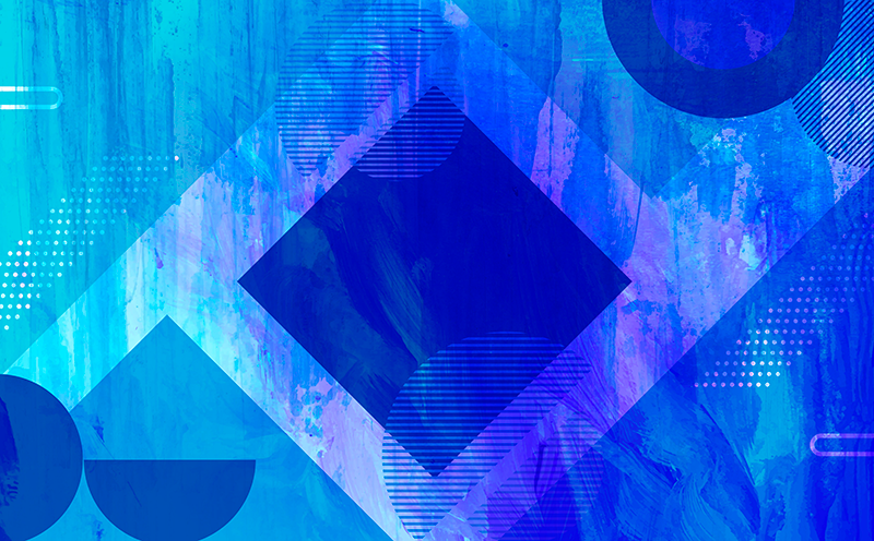 vinylový koberec minimalisticky modré geometrické motívy - Tenstickers