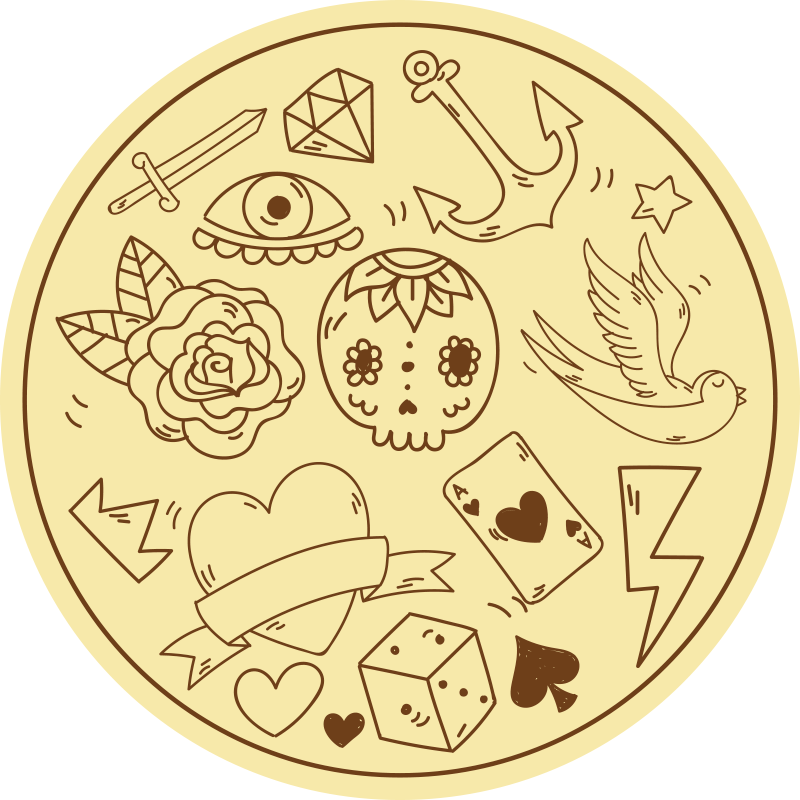 vinylový koberec pre mládež tetovacie symboly - Tenstickers