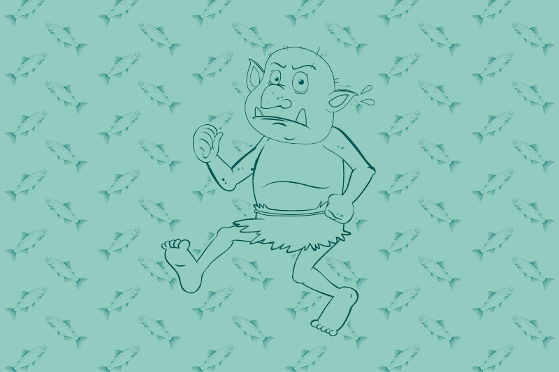 Nórsky trol držiaci lososí etnický koberec - Tenstickers