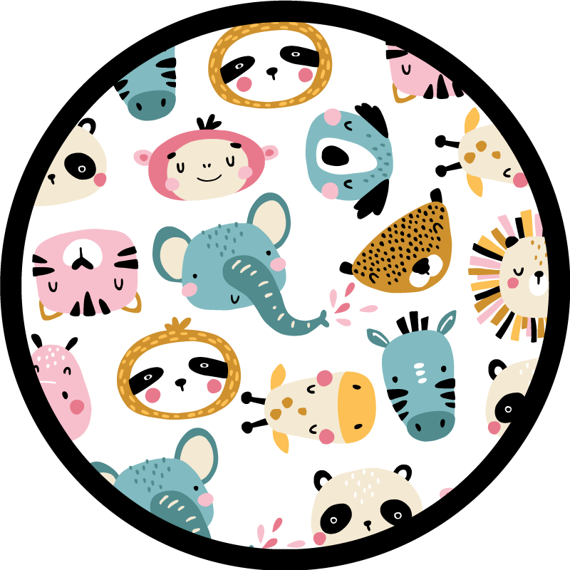 detský vinylový koberec farebné safari zvieratá - Tenstickers