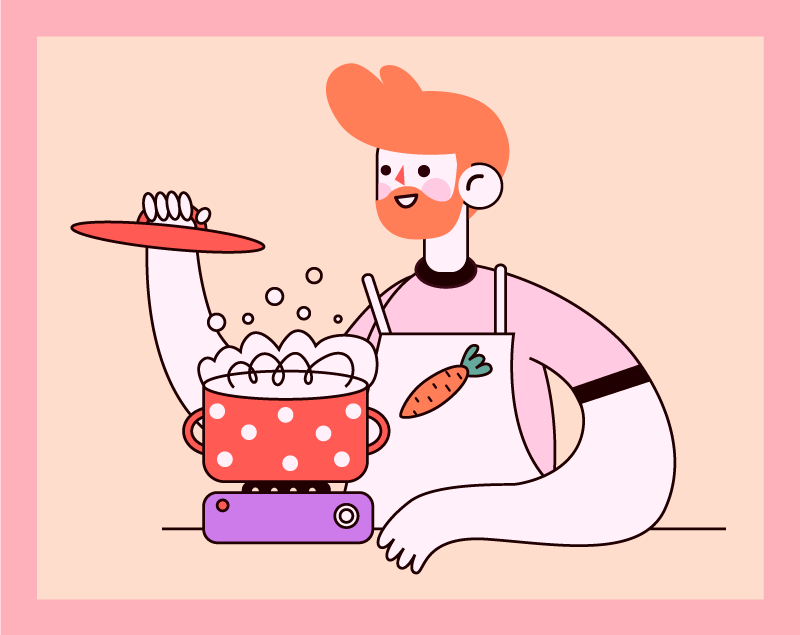 Kuchyňa muž varenie kuchynská dlažba - Tenstickers