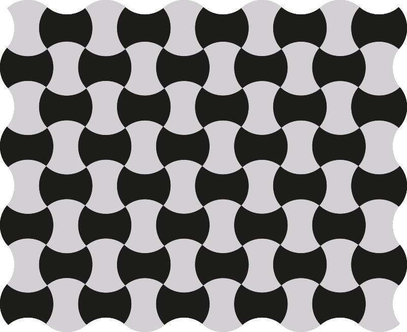 vinylový koberec s geometrickýmy tvarmi čiernobiele krivky - Tenstickers