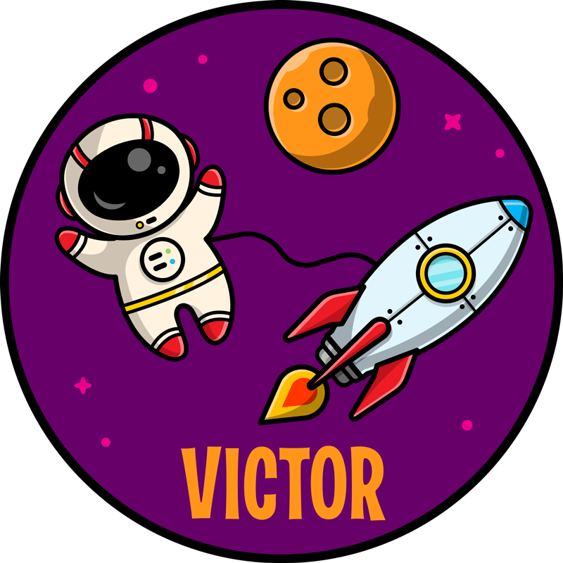 Planéty a kozmonaut na fialovej vlastnej podložke - Tenstickers