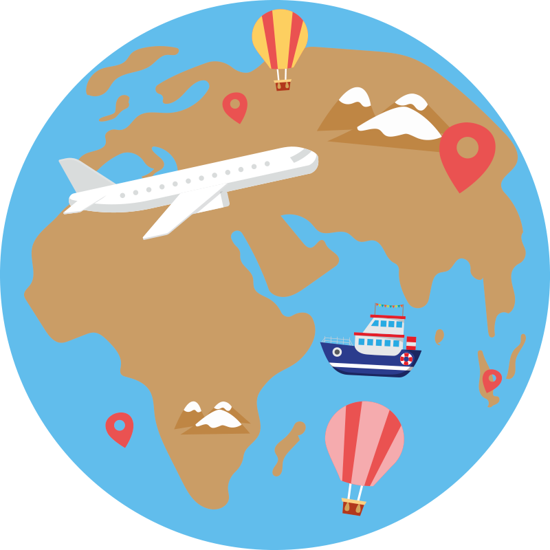 Vinylový koberec s mapou sveta inšpirovaný cestovaním - Tenstickers