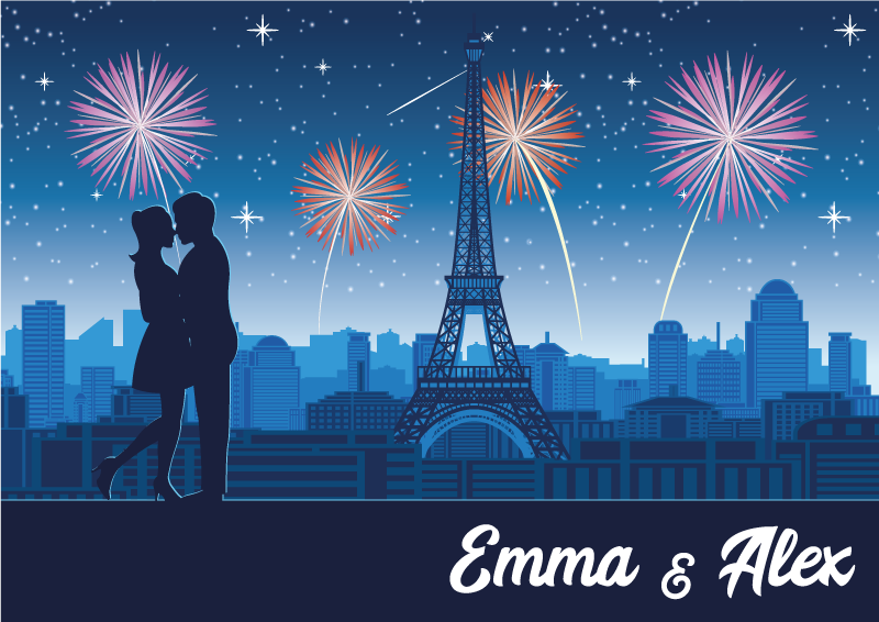 vinylový koberec s menom parížska romantika - Tenstickers