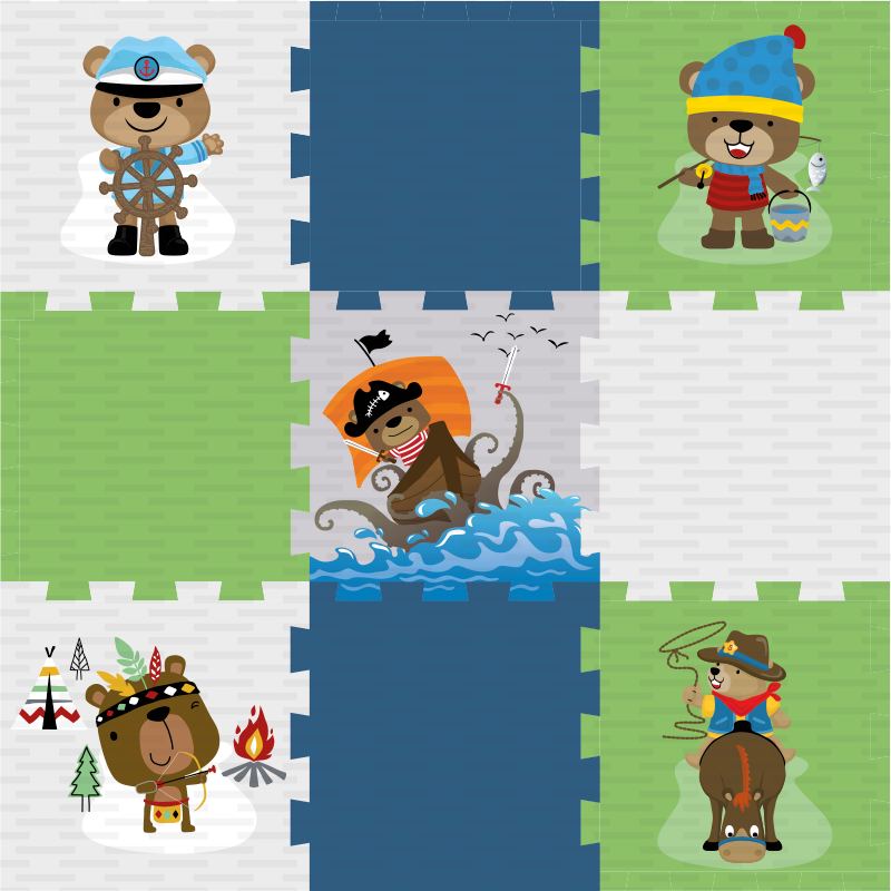 Rôzne vinylové koberce pre deti dobrodružstvo s medveďom - Tenstickers