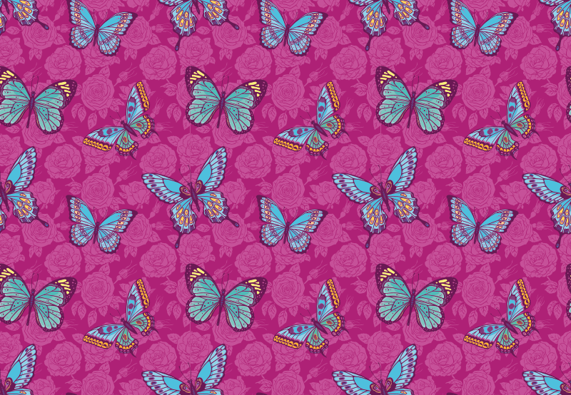 vinylový koberec s kvetmi kvetinový motív motýľa - Tenstickers