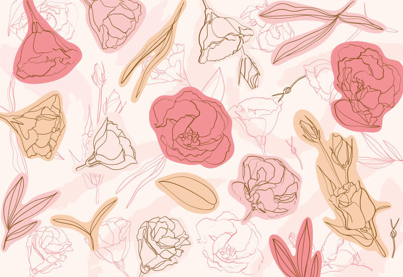 vinylový koberec s kvetmi botanický obrysový štýl - Tenstickers