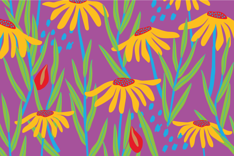 vinylový koberec s kvetmi fialový botanický aranžmán - Tenstickers