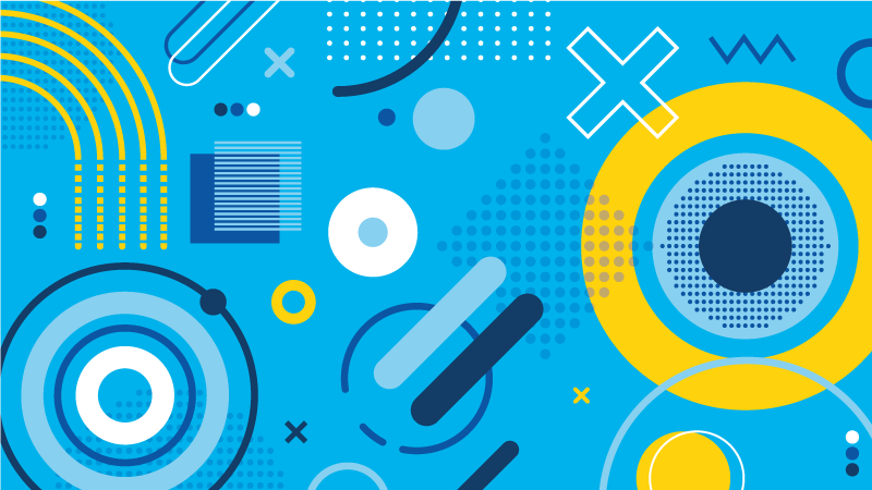 vinylový koberec s geometrickýmy tvarmi modrý moderný motív - Tenstickers