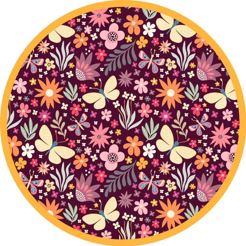 Vinylový koberec z viacfarebných motýľov a kvetov - Tenstickers