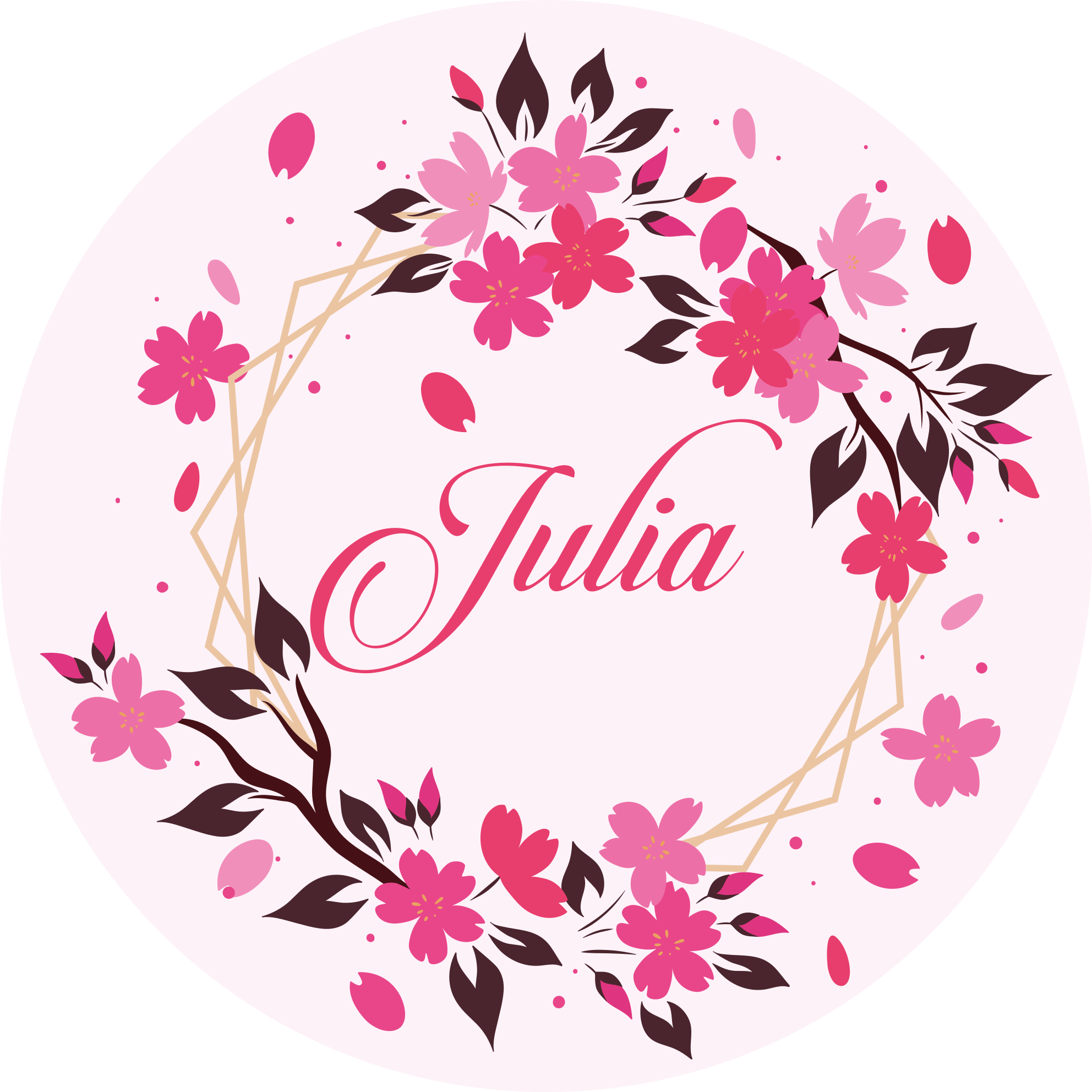 vinylový koberec do spálne botanická koruna s menom - Tenstickers