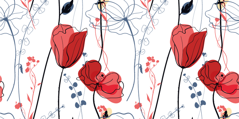 vinylový koberec s kvetmi karmínovo-kvitnúca milosť - Tenstickers