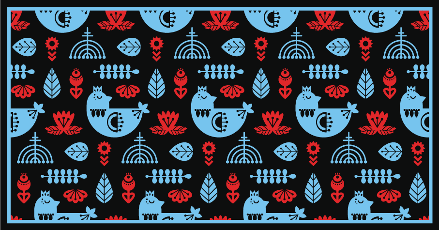 vinylové koberce zvieratá farebné ľudové vzory - Tenstickers