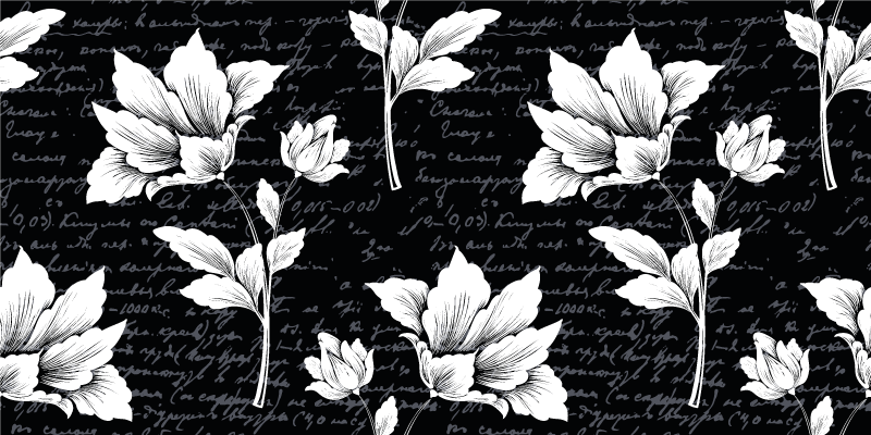 Kvetinový vzor so starodávnym textom kvetinový koberec - Tenstickers