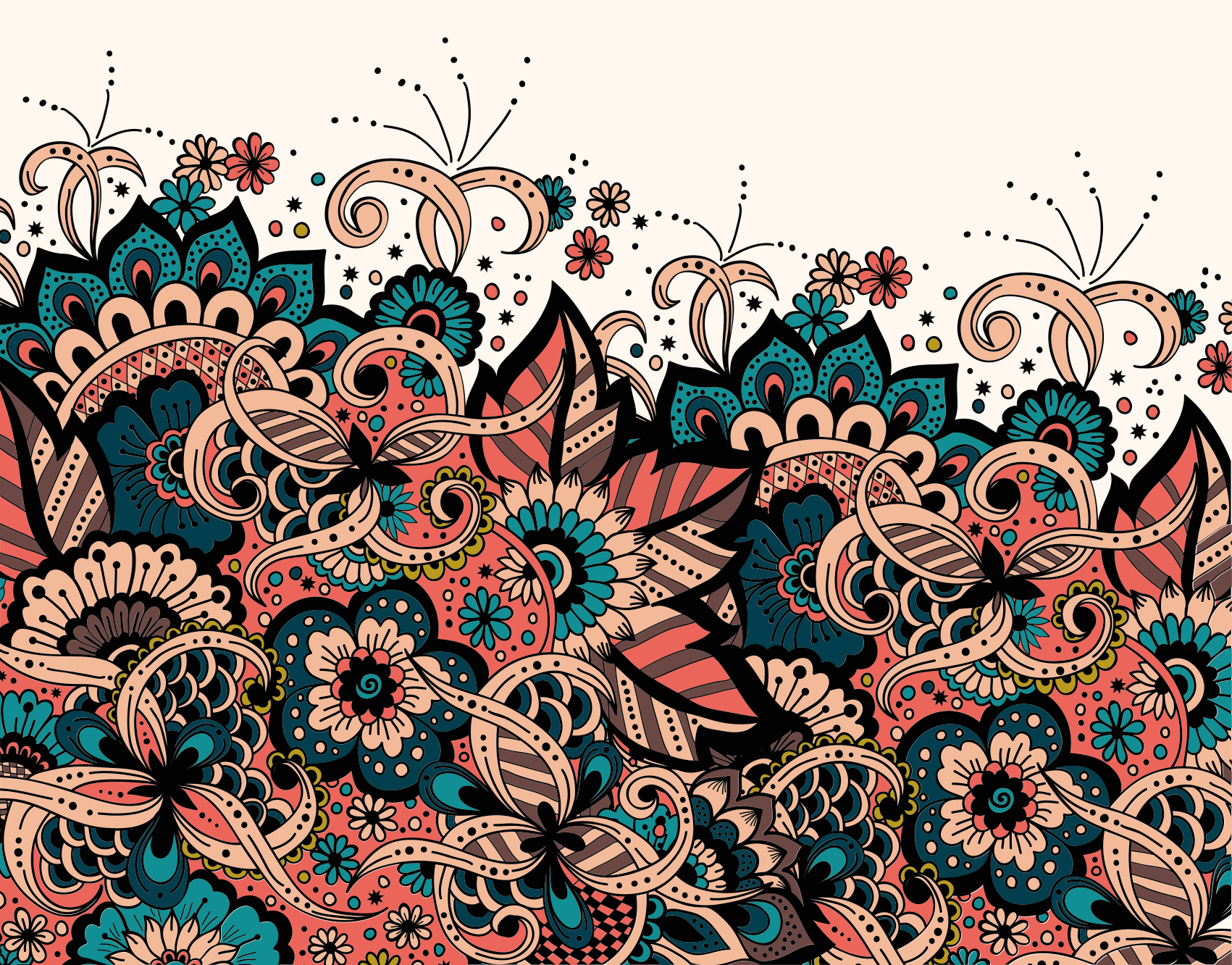 Ornament arabský kvetinový štýl kvetinový koberec - Tenstickers