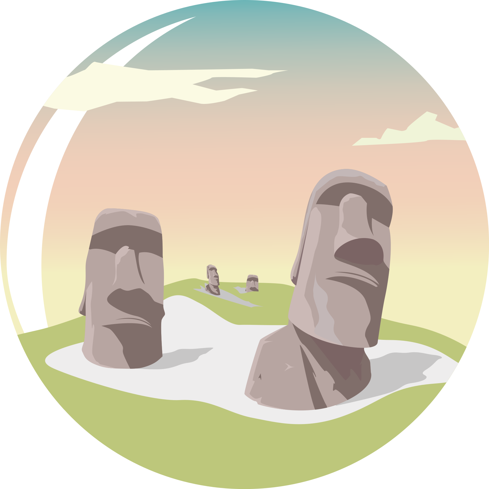 prírodný vinylový koberec siluety kameňov moai - Tenstickers