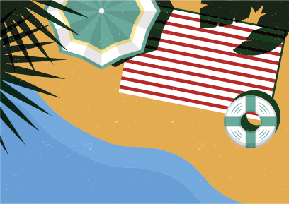 prírodný vinylový koberec scéna s plážovým piknikom - Tenstickers