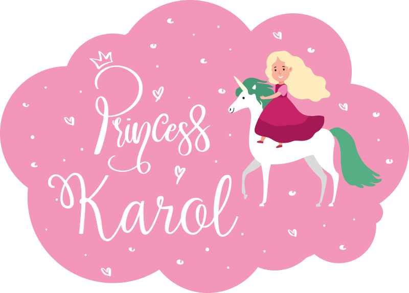 Princezná na koni personalizovaná podložka - Tenstickers