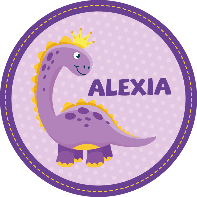 Kruhová dinosauria princezná personalizovaná podložka - Tenstickers