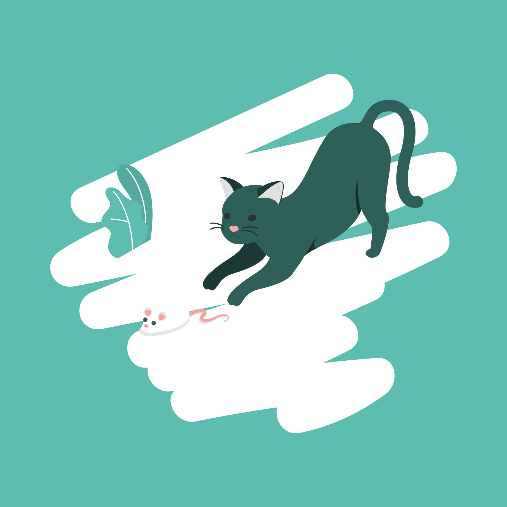 vinylový koberec do spálne hravé naháňanie mačky - Tenstickers