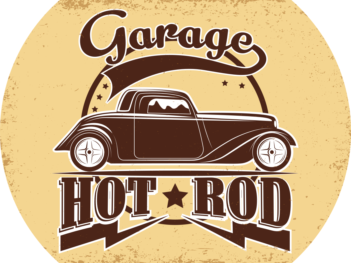 Vinylový koberec vintage garážový hot rod - Tenstickers