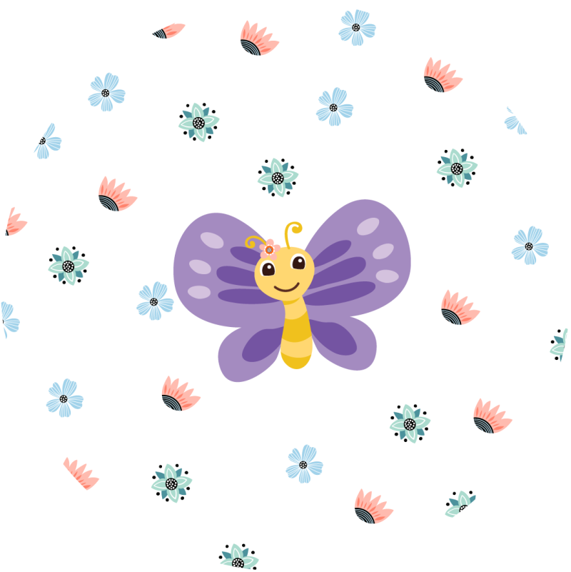 Usmievavé dievča motýlik koberec - Tenstickers