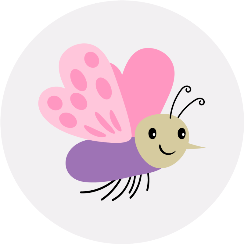 detský vinylový koberec roztomilá motýlia postavička - Tenstickers