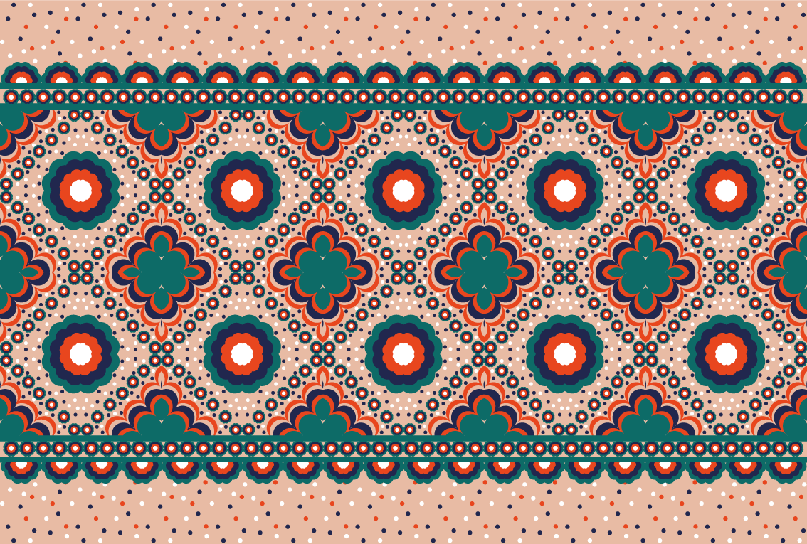 Geometrický kvetinový boho vzor spálne koberec - Tenstickers