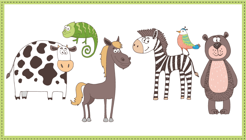 Roztomilé zvieratká kreslenie zvieracieho koberca - Tenstickers