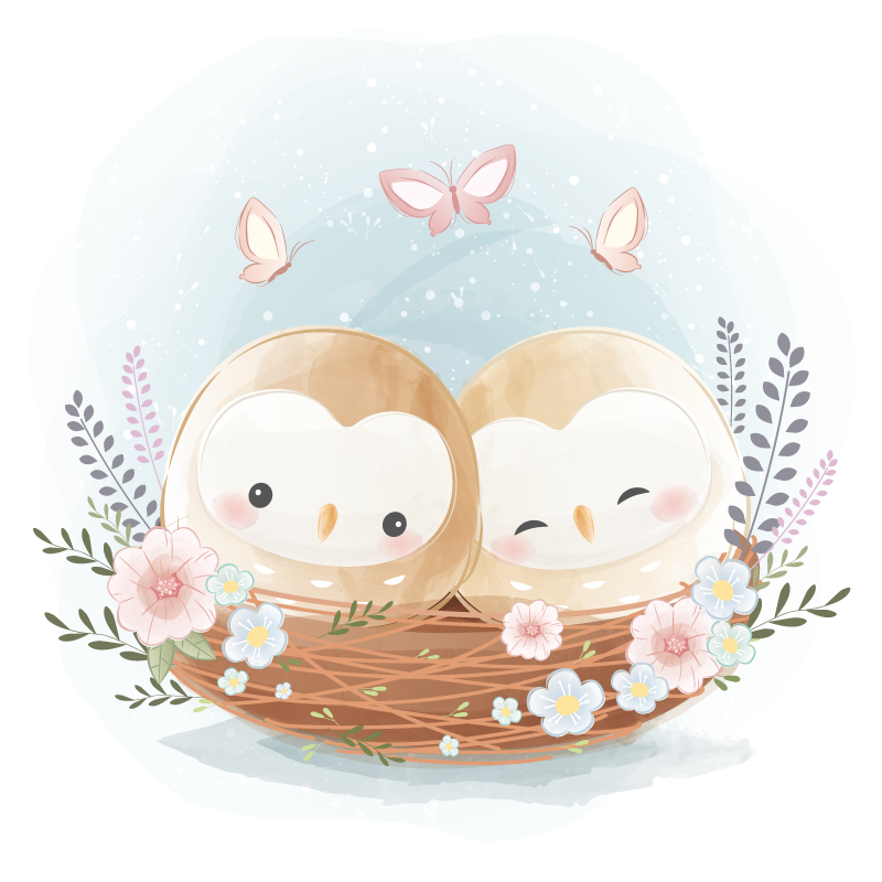 Detský koberec do sovy a kvetov - Tenstickers